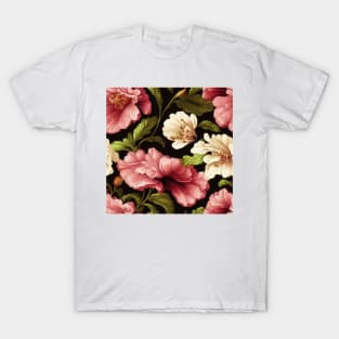 Vintage Floral Romantic Pink and Ivory Flower Design T-Shirt